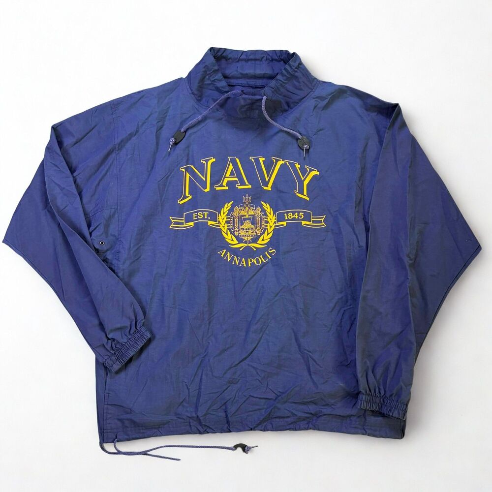 Vintage Gear For Sports Jacket Mens L 90s Navy Annapolis Pullover Windbreaker US